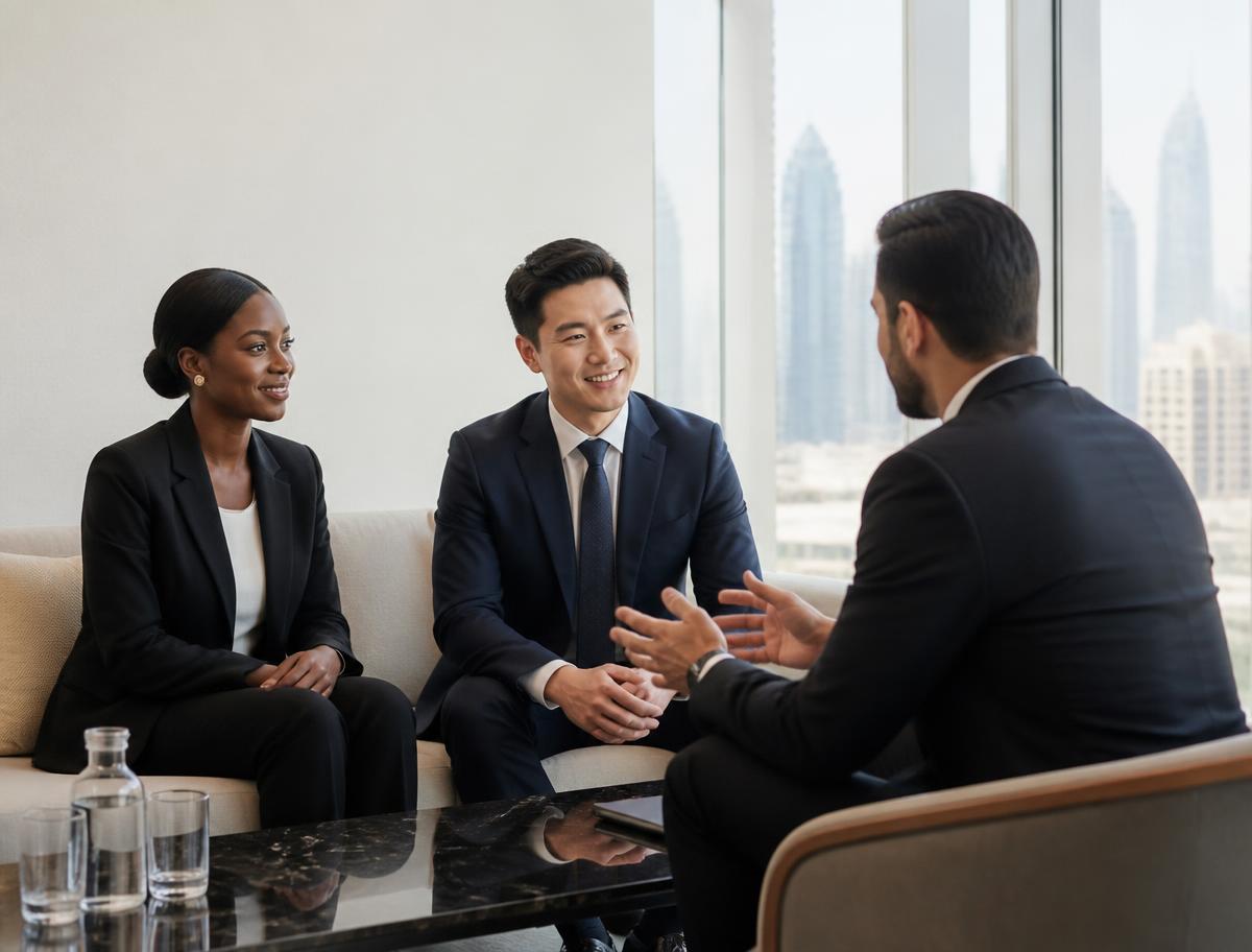 International clients in a professional advisory meeting