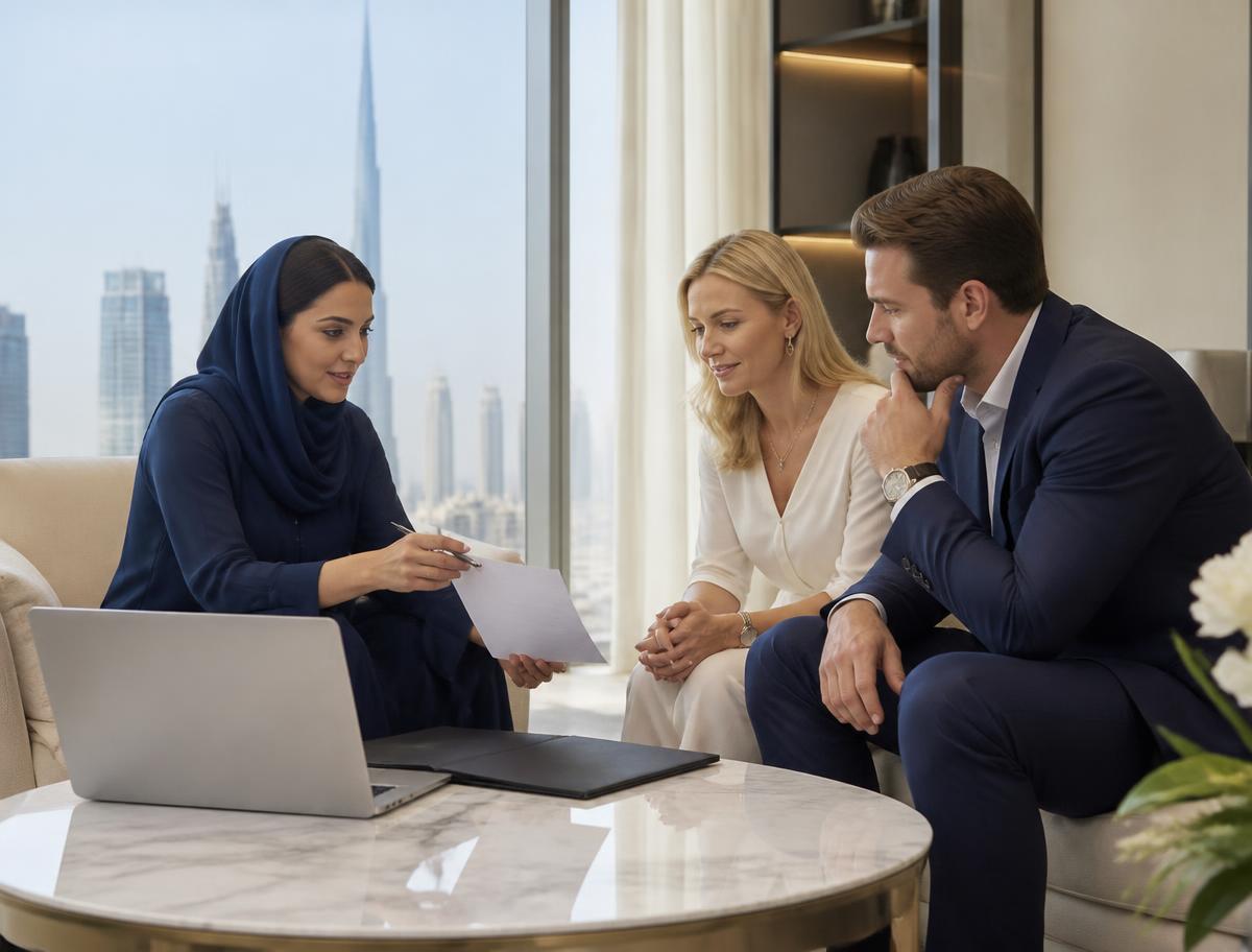 Client onboarding conversation in a private office